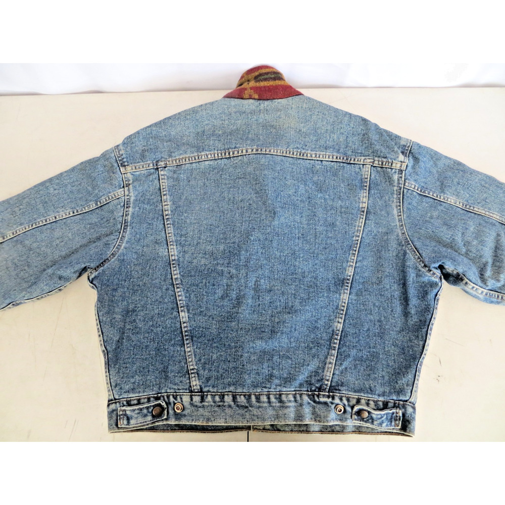 VTG 90s Levi's Authentic Aztec Wool Blanket Lined Denim Jacket Mens Medium 10/92 - Picture 15 of 16